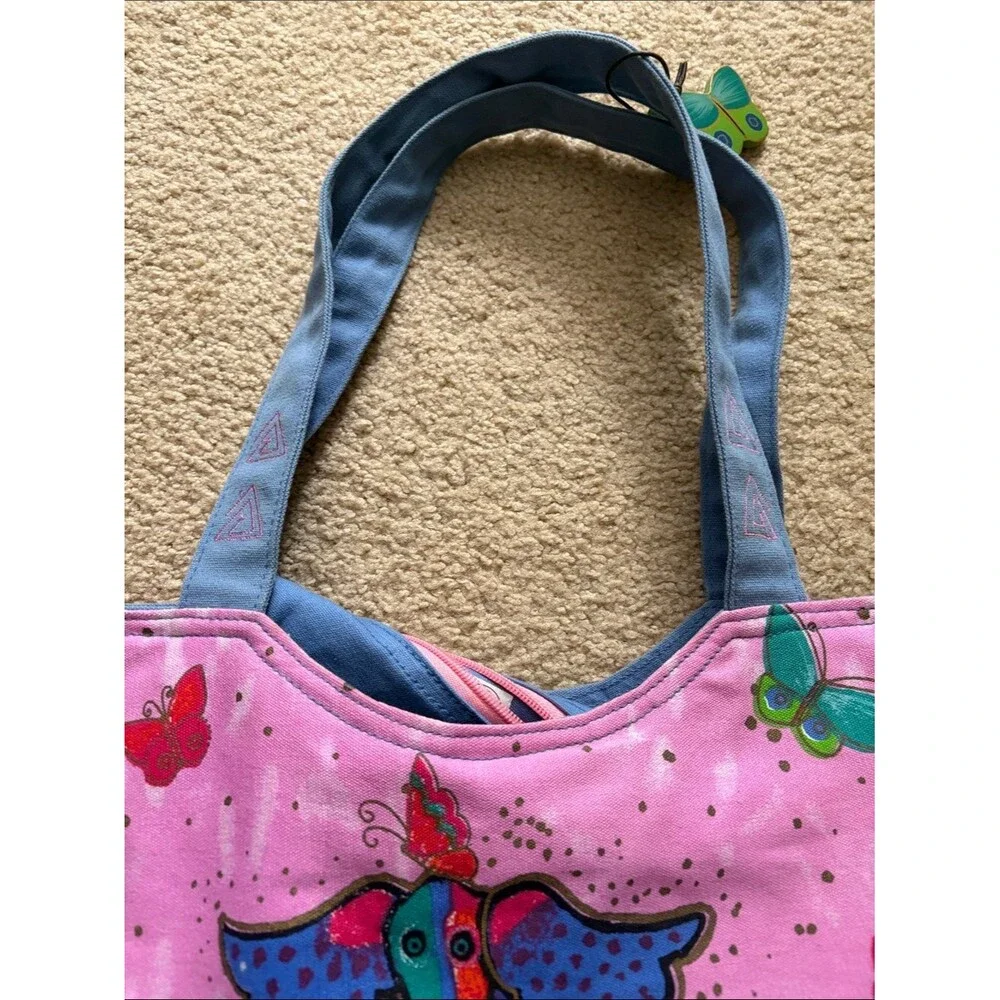 Laurel Burch Blossoming Pups Tote Bag Zippered  VTG Y2K 2000s
